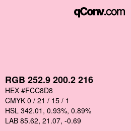 Color code: RGB 252.9 200.2 216 | qconv.com