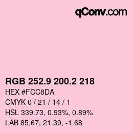 カラーコード: RGB 252.9 200.2 218 | qconv.com