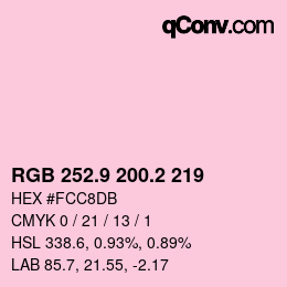 カラーコード: RGB 252.9 200.2 219 | qconv.com