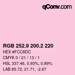 カラーコード: RGB 252.9 200.2 220 | qconv.com