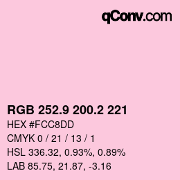 カラーコード: RGB 252.9 200.2 221 | qconv.com