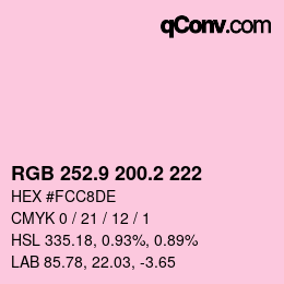 カラーコード: RGB 252.9 200.2 222 | qconv.com