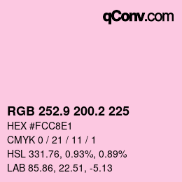 Color code: RGB 252.9 200.2 225 | qconv.com