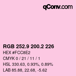 Color code: RGB 252.9 200.2 226 | qconv.com