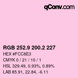 カラーコード: RGB 252.9 200.2 227 | qconv.com