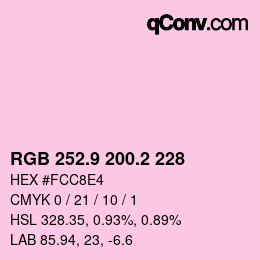 カラーコード: RGB 252.9 200.2 228 | qconv.com
