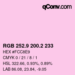 カラーコード: RGB 252.9 200.2 233 | qconv.com