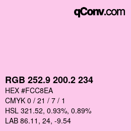 カラーコード: RGB 252.9 200.2 234 | qconv.com