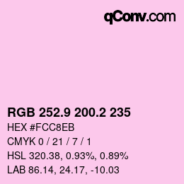 Color code: RGB 252.9 200.2 235 | qconv.com