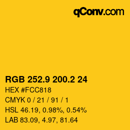 カラーコード: RGB 252.9 200.2 24 | qconv.com