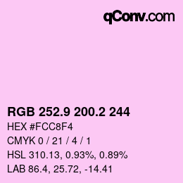 Color code: RGB 252.9 200.2 244 | qconv.com