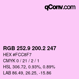 カラーコード: RGB 252.9 200.2 247 | qconv.com