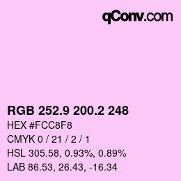 カラーコード: RGB 252.9 200.2 248 | qconv.com