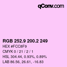 Color code: RGB 252.9 200.2 249 | qconv.com