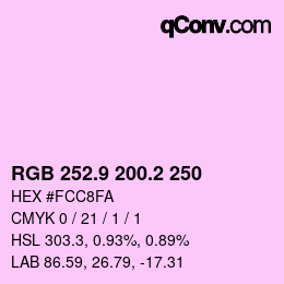 Color code: RGB 252.9 200.2 250 | qconv.com