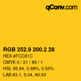 カラーコード: RGB 252.9 200.2 28 | qconv.com