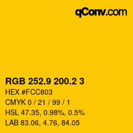 カラーコード: RGB 252.9 200.2 3 | qconv.com