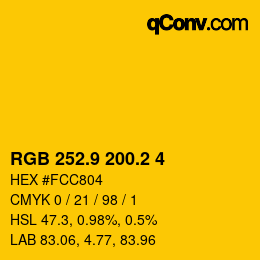 カラーコード: RGB 252.9 200.2 4 | qconv.com