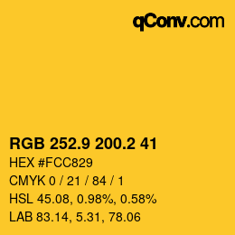カラーコード: RGB 252.9 200.2 41 | qconv.com