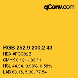カラーコード: RGB 252.9 200.2 43 | qconv.com