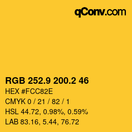 カラーコード: RGB 252.9 200.2 46 | qconv.com