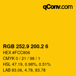 カラーコード: RGB 252.9 200.2 6 | qconv.com