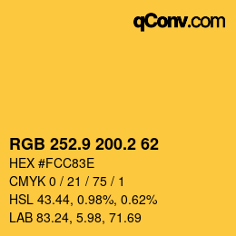 カラーコード: RGB 252.9 200.2 62 | qconv.com
