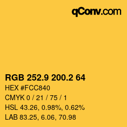 カラーコード: RGB 252.9 200.2 64 | qconv.com