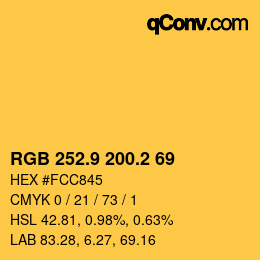 カラーコード: RGB 252.9 200.2 69 | qconv.com