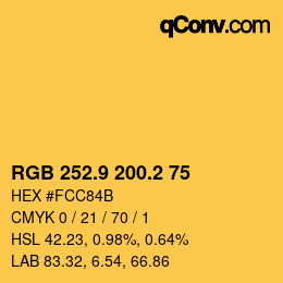カラーコード: RGB 252.9 200.2 75 | qconv.com