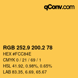 カラーコード: RGB 252.9 200.2 78 | qconv.com
