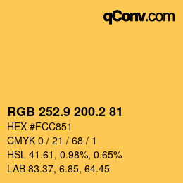 カラーコード: RGB 252.9 200.2 81 | qconv.com