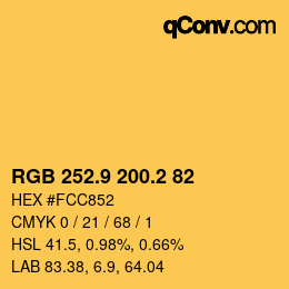 カラーコード: RGB 252.9 200.2 82 | qconv.com