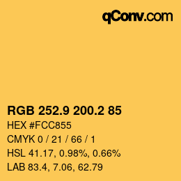 Color code: RGB 252.9 200.2 85 | qconv.com