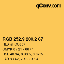 カラーコード: RGB 252.9 200.2 87 | qconv.com