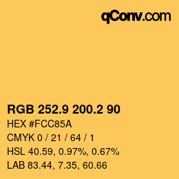 Color code: RGB 252.9 200.2 90 | qconv.com