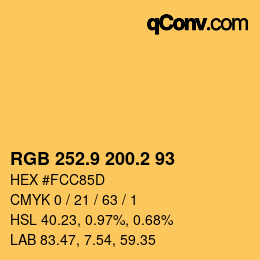 カラーコード: RGB 252.9 200.2 93 | qconv.com