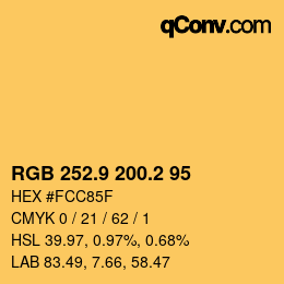 Color code: RGB 252.9 200.2 95 | qconv.com
