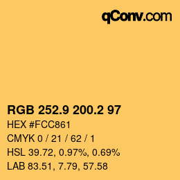 カラーコード: RGB 252.9 200.2 97 | qconv.com