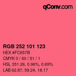 颜色代码: RGB 252 101 123 | qconv.com