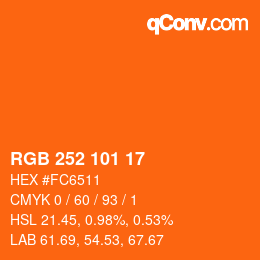 カラーコード: RGB 252 101 17 | qconv.com