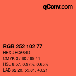 Color code: RGB 252 102 77 | qconv.com