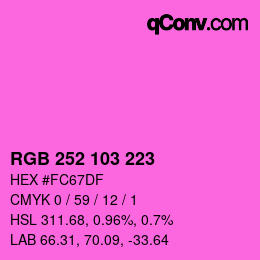 カラーコード: RGB 252 103 223 | qconv.com