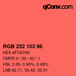 カラーコード: RGB 252 103 96 | qconv.com