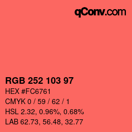 Color code: RGB 252 103 97 | qconv.com