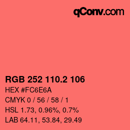 カラーコード: RGB 252 110.2 106 | qconv.com