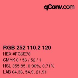 カラーコード: RGB 252 110.2 120 | qconv.com