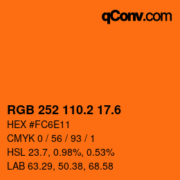 カラーコード: RGB 252 110.2 17.6 | qconv.com