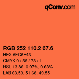 カラーコード: RGB 252 110.2 67.6 | qconv.com