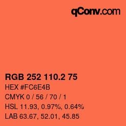 カラーコード: RGB 252 110.2 75 | qconv.com